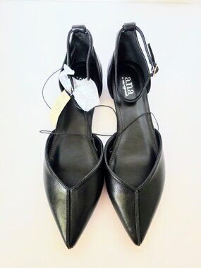a.n.a Francis Black Pointed Toe Ankle Strap D'Orsay Flats Size 7.5 M NIB
